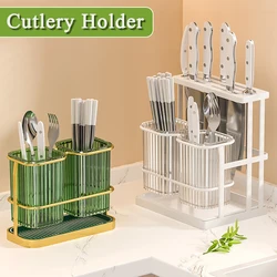 Kitchen Desktop Tool Holder Cutlery Storage Rack Spoon Fork Holder Chopsticks Organizer Stand Kitchen Metal Cutlery Drain Rack