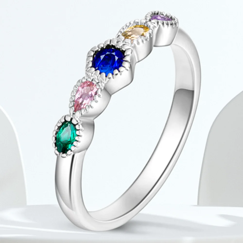 خواتم نسائية أصلية متألقة من الأحجار الكريمة الملونة مجوهرات الذكرى السنوية وهدايا أعياد الميلاد للفتيات الأم والزوجة