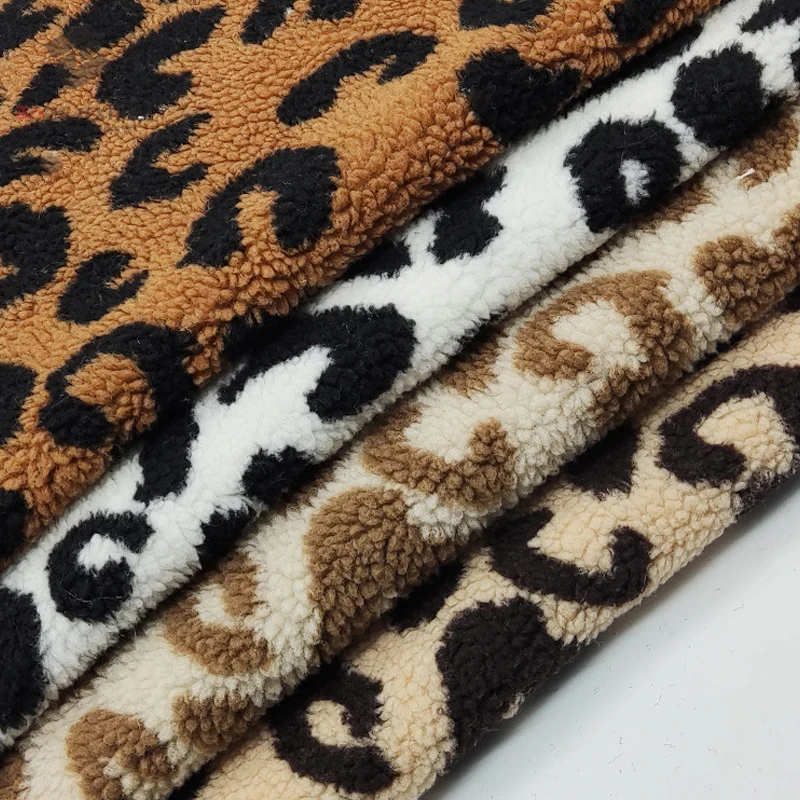 0.5m/1m/2m Lamb Velvet Leopard Print Jacquard Fabric For Warm Home Wear Coats Hoodies Pillow Bedding DIY Clothing FabricsTJ22440