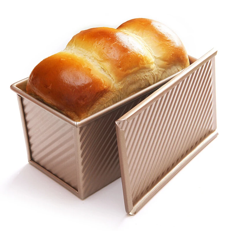 Loaf Pan With Lid, 1 Lb Dough Nonstick Bread Pan With Lid For Homemade Bread, Carbon Steel Corrugated Sandwich Bread Loaf Pan