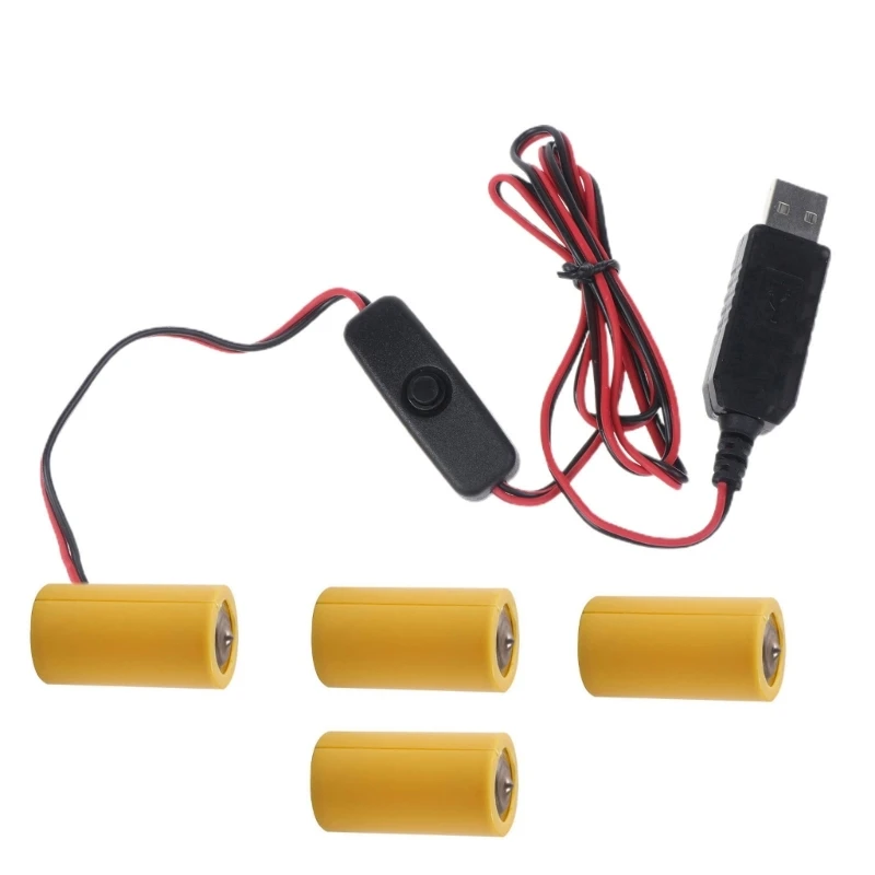 USB to 6V LR14 Battery Eliminators Cable for 4 LR14 Battery for Toy Dropship