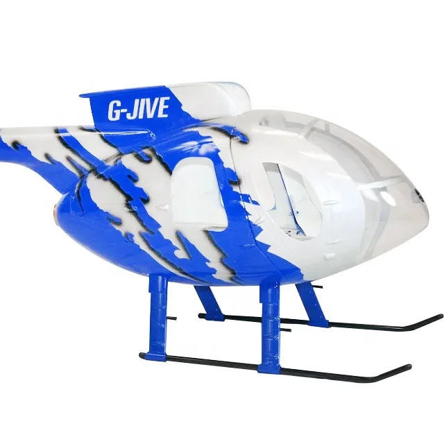 RC Gas Helicopter 500 Size MD500E G-Jive Blue/Red Painting Model Plane Helicopters