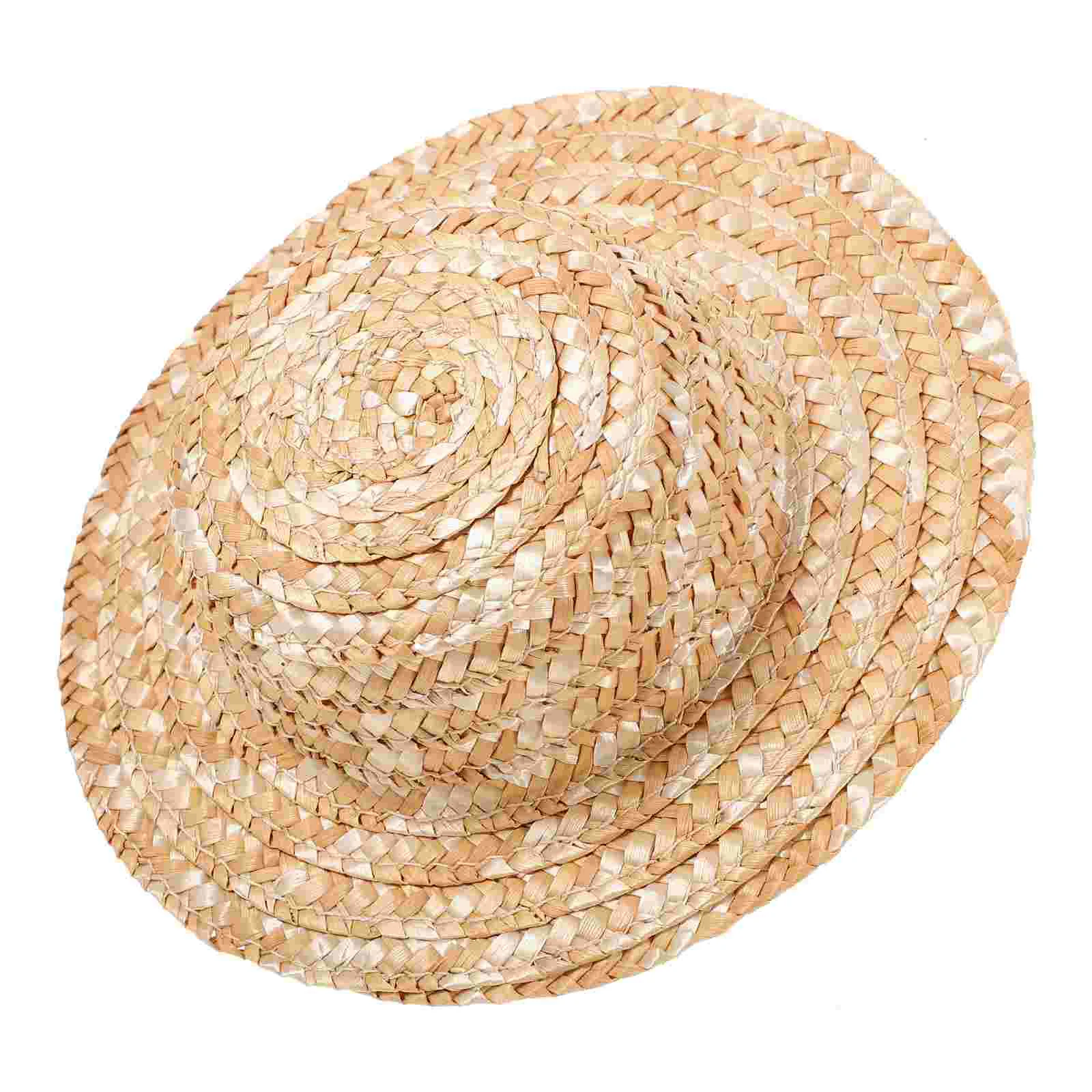 

Straw Hat Mini DIY Prop Hats Small Decor Woven Accessory Caps for Crafts Tiny Photo Miniature