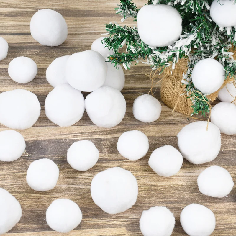 5pcs Fake Snow Fight Ball White Plush Snow Balls Artificial Snowball Xmas Tree Ornaments Kids Outdoor Snowballs New Year Navidad