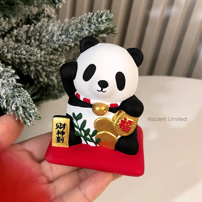 Hand-painted Giant Panda Aromatherapy Diffuser Stone For Car Desktop, Car Decoration Item. Festival And Birthday Gift.