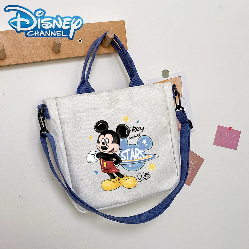 Disney Child\'s Canvas Bag Mickey Mouse Cartoon Printing Shoulder Bags Cute Boys Girls Handbag Large-capacity Shopping Bags Gifts