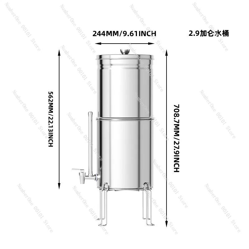 Outdoor Camping Water Purification Bucket Stainless Steel Gravity Filter Portable Water Cleaner for RV Home Emergency