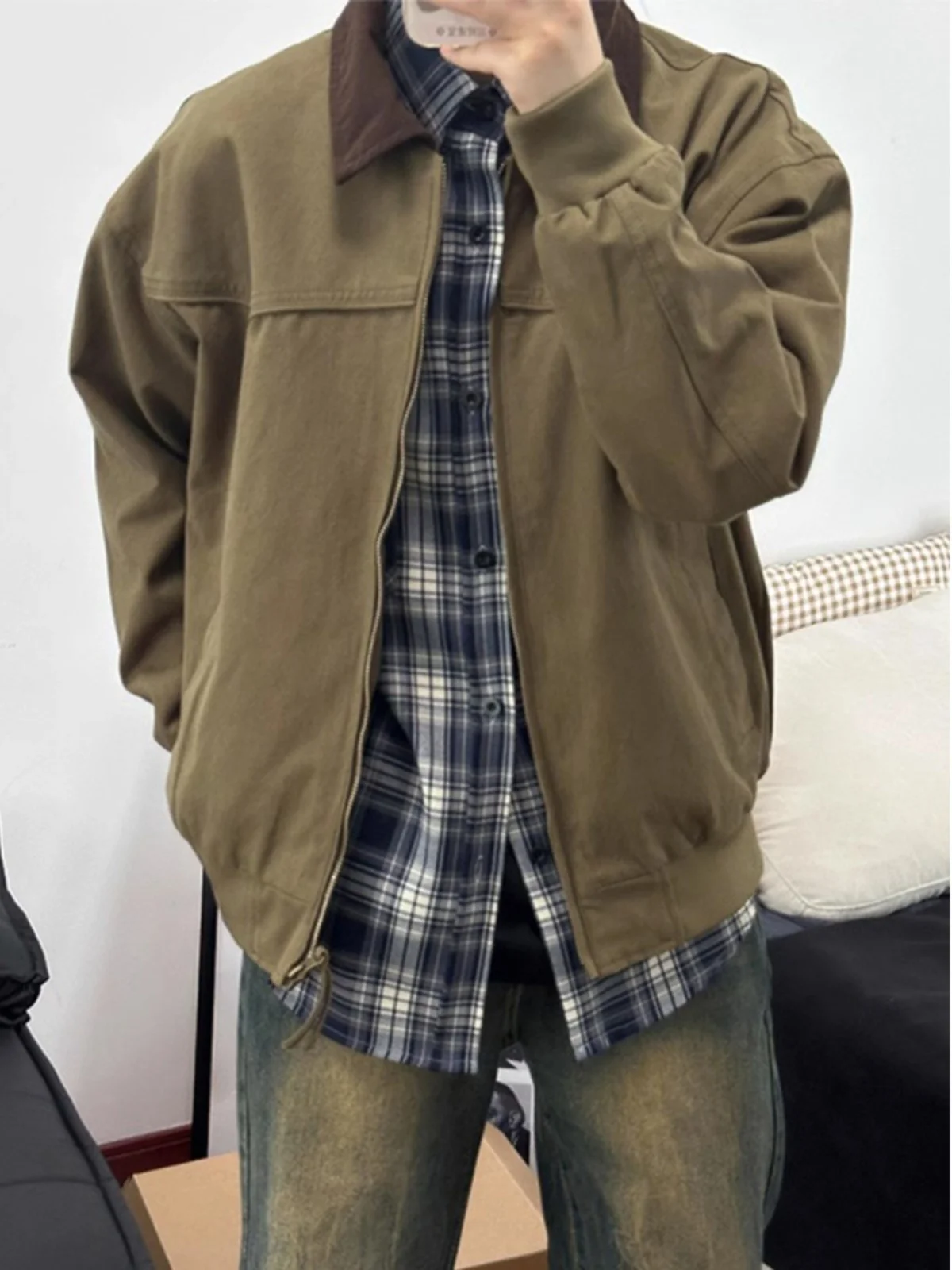 

Новая осенняя коллекция 2024: Мужская куртка в стиле ретро, модная повседневная верхняя одежда свободного кроя с декоративными пуговицами, не требующая глажки, для молодежи