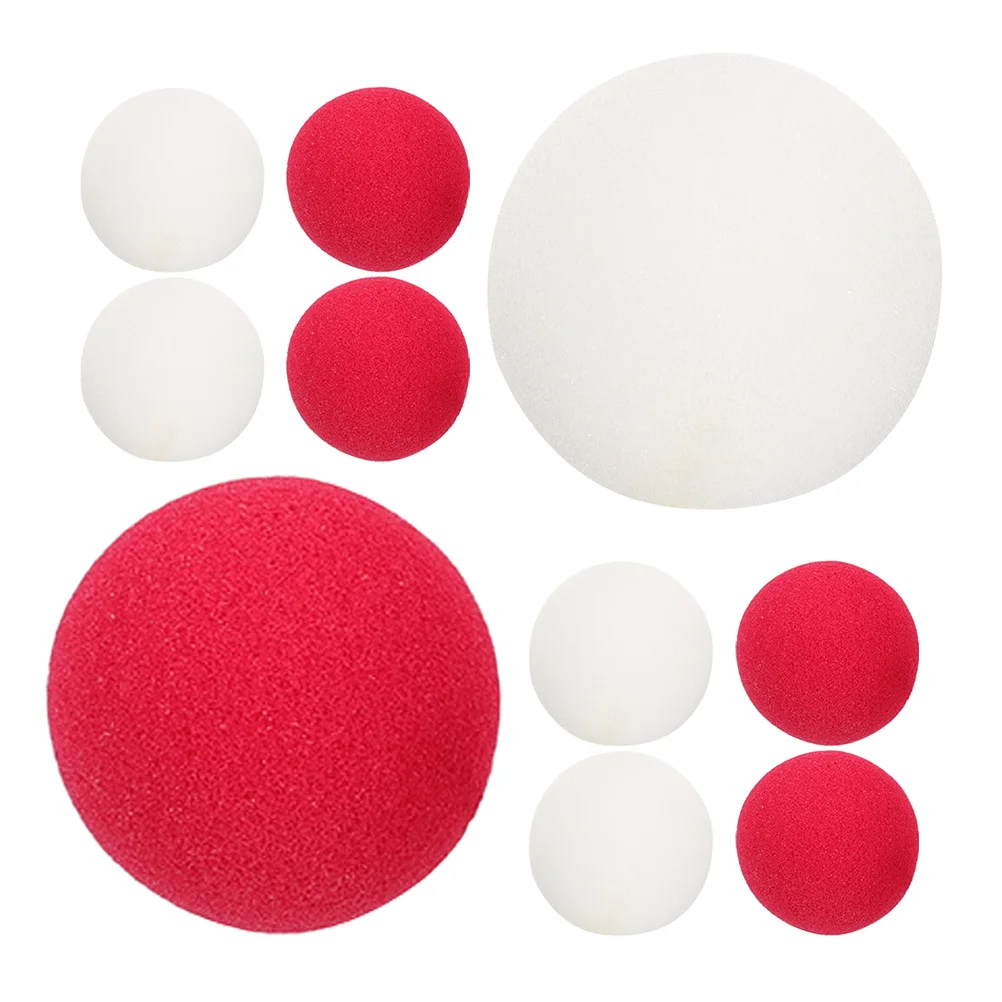 

20pcs Clown Nose Props Red White Foam Sponge Ball Circus Cosplay Accessories For Halloween Christmas Party Show Decor