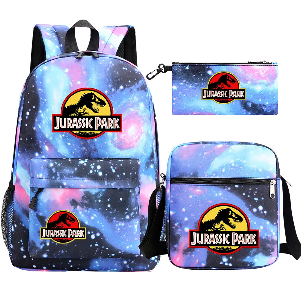 Jurassic Park World Dinosaur Girl Boy Kids Book zaino borsa a tracolla per scuola per studenti borsa a matita 3 pezzi Set zaino per adolescenti