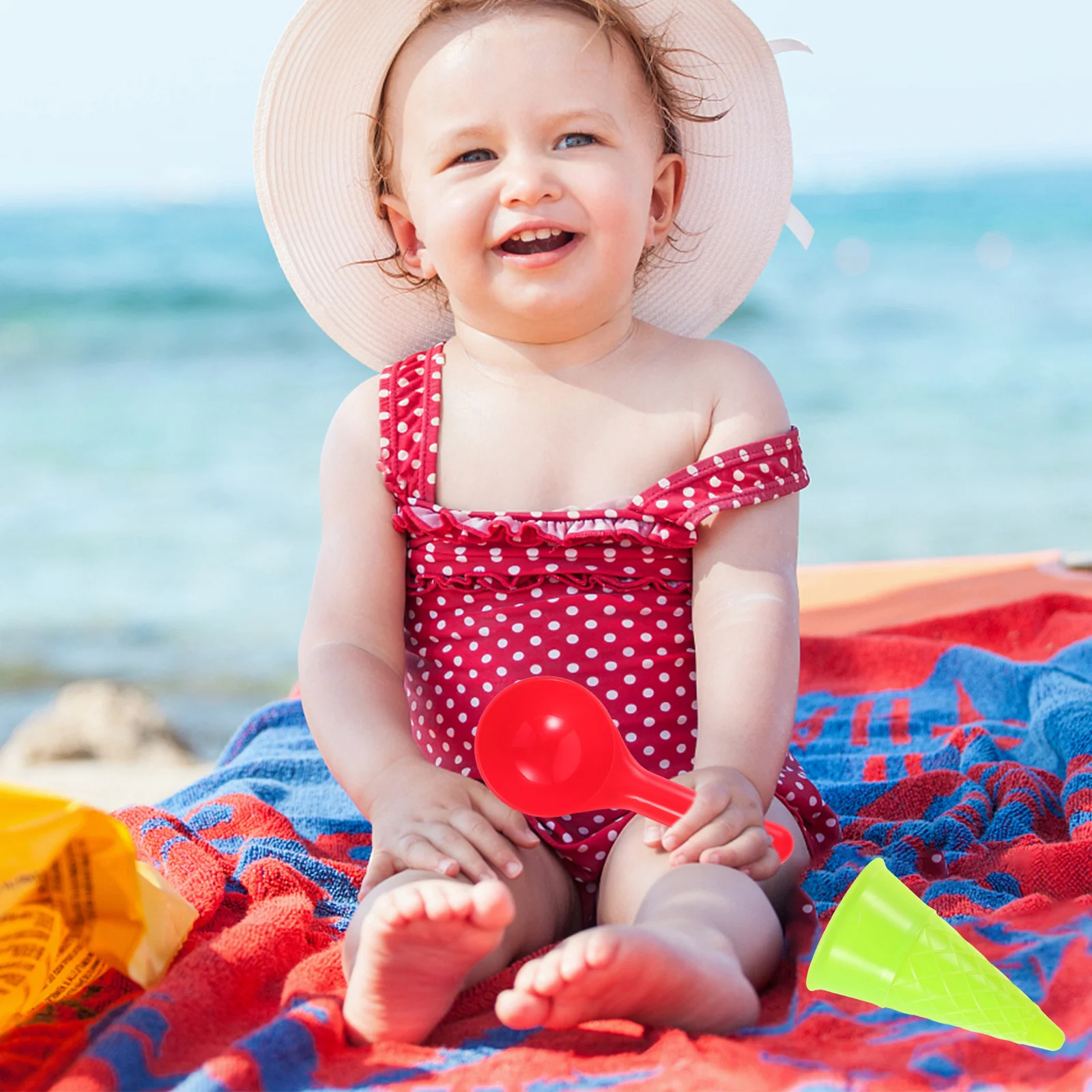 Jouets de plage, cône de crème glacée, ensembles de cuillères en plastique sûr, jeu Non pour enfants, couleur aléatoire, jouet d'eau de sable, favorise la créativité, 5 pièces