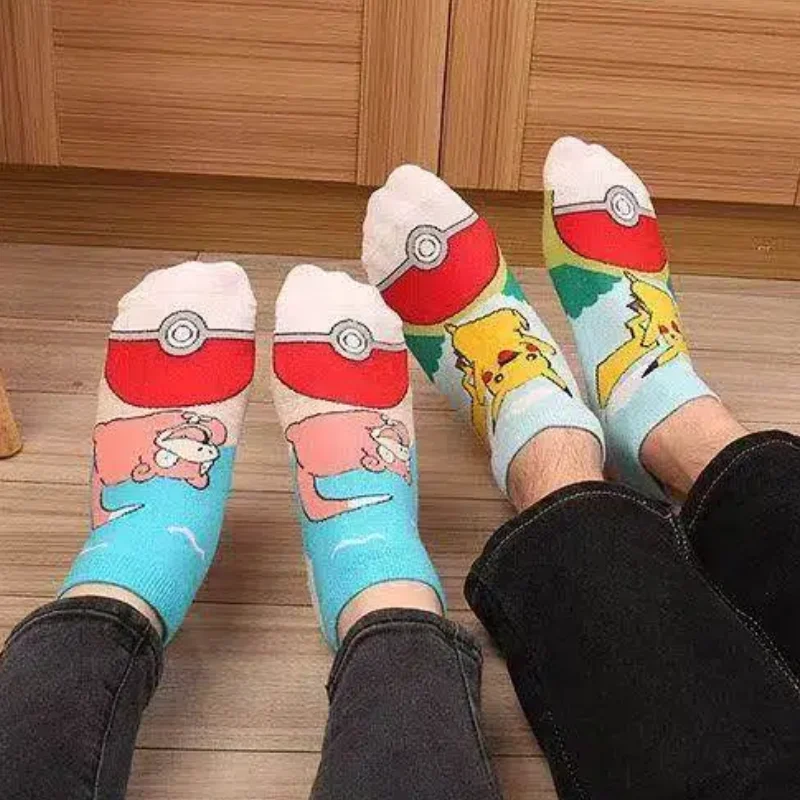 5 Paar neue, modische Pokémon-Cartoon-Baumwollsocken für Paare, bequeme und lässige Anime-Bootssocken – Detail 6