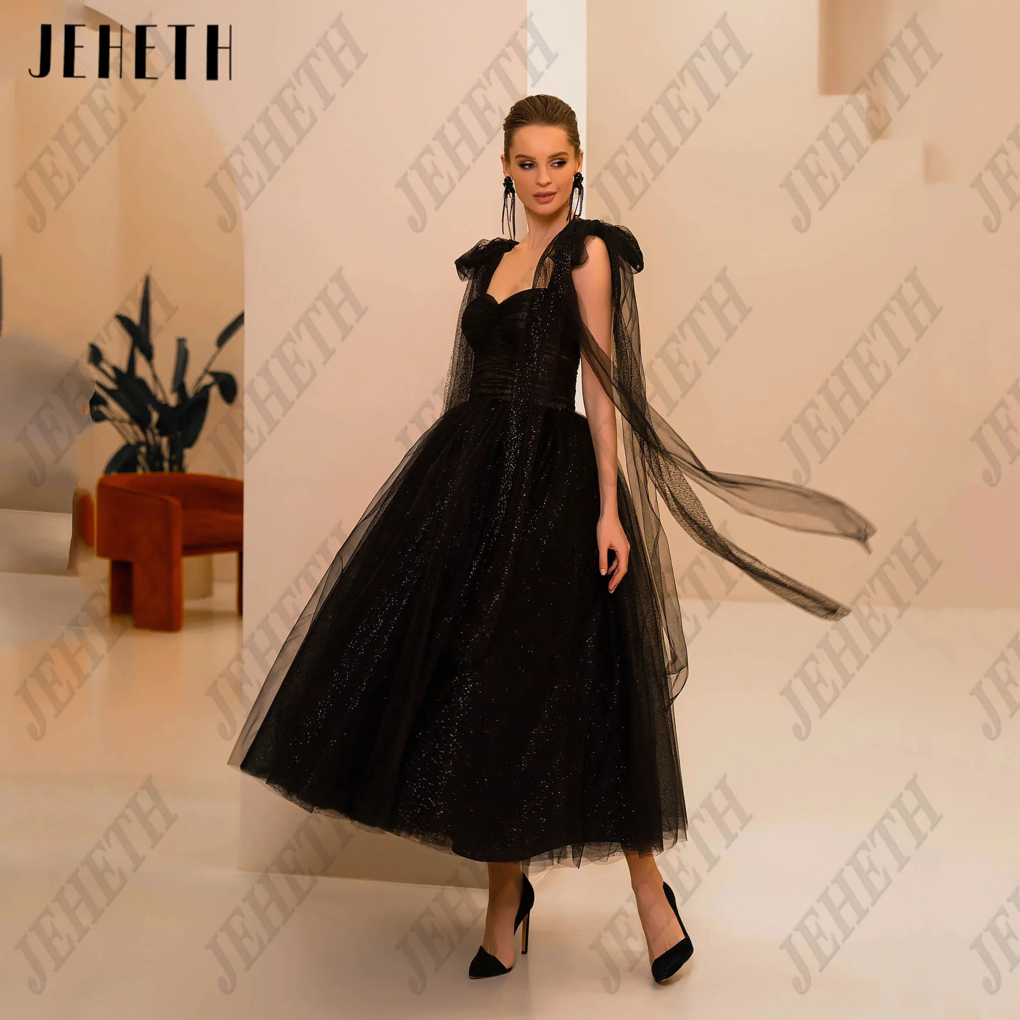 

JEHETH Shiny A-Line Prom Dresses Sweetheart Spaghetti Straps Glitter Homecoming Party Gowns Lace Up Cocktail Dresses Customized