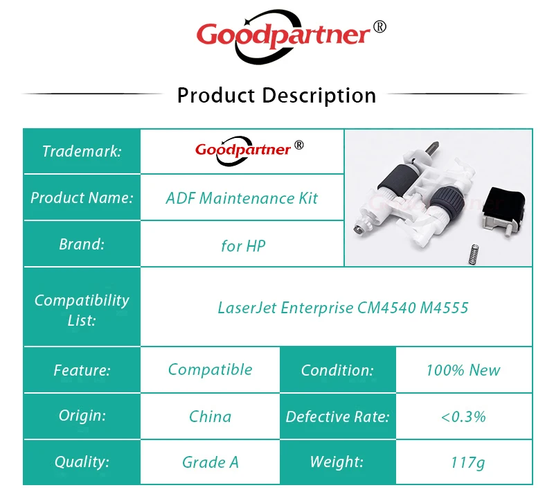 1X CE248-67901 CE248A ADF Maintenance Kit for HP LaserJet Enterprise CM4540 M4555