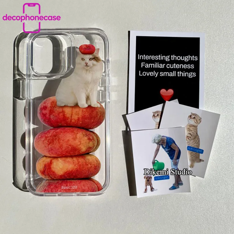 Funda de teléfono de acrílico de 2.5mm con diseño de gato lindo y donut de melocotón para niñas y TPU Bayer importado de Alemania para iPhone 17 Pro Max Air