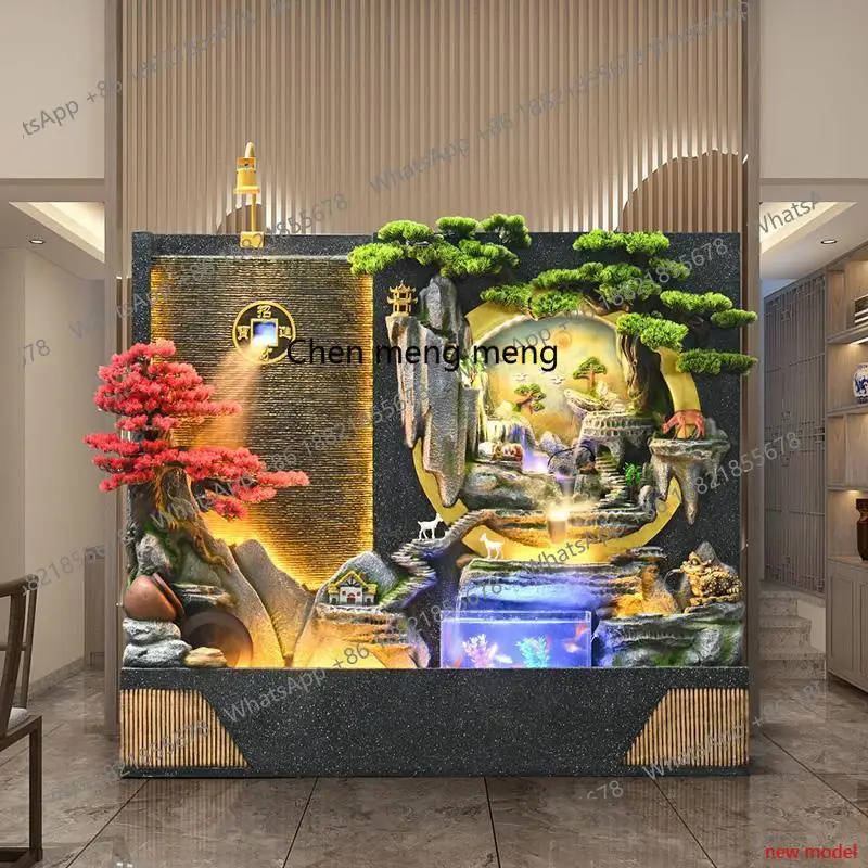 h178Water curtain wall flowing water ornament office hotel living room courtyard fountain large entrance decoration landscaping