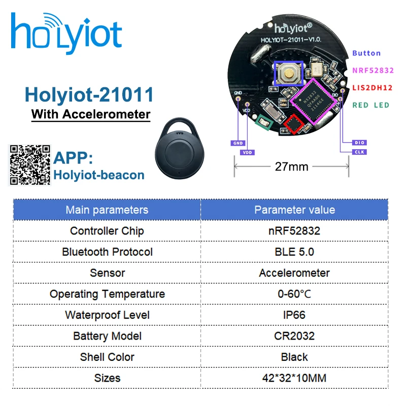 Holyiot Bluetooth 5.0 Beacon Indoor Positioning Asset Tracking Ibeacon Eddystone BLE Beacon Low Energy Automatikmodul für IOT – Detail 7