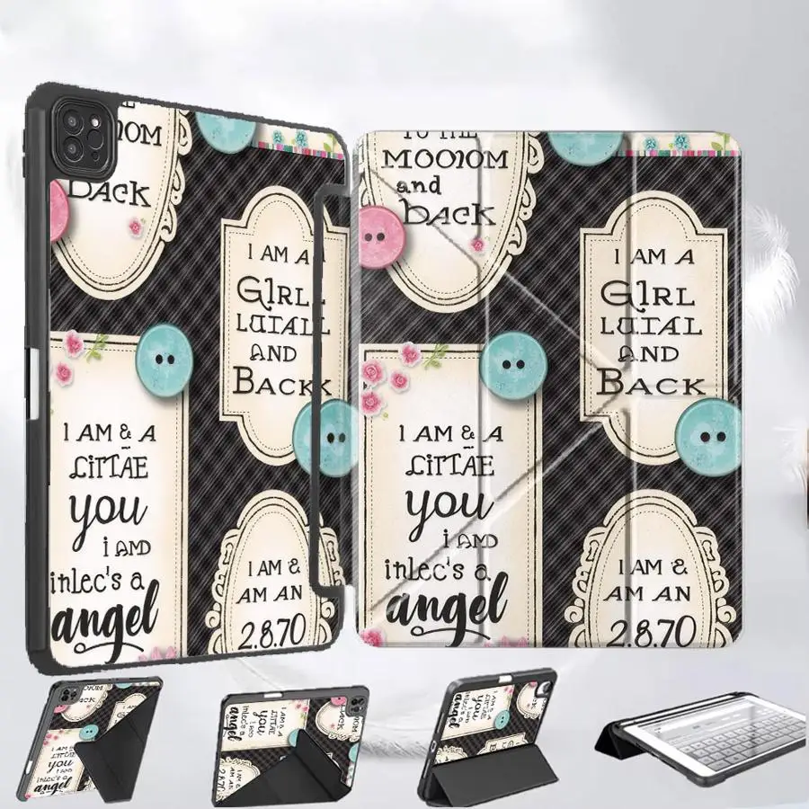 Holder Cover Tablet Case For iPad Pro 11th 10th 9th 8th 7th 12.9inch Air 4 5 M3 M2 M4 11inch Pro 2025 Mini 6 7 Cute Buttons