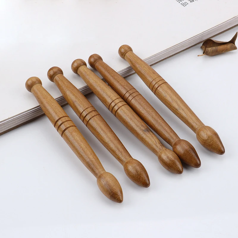 1Pcs Sandalwood Acupoint Stick Dial Stick Massage Stick Meridian Pen Foot Gourd Wave Shape Sole Acupoint Massage Tool﻿