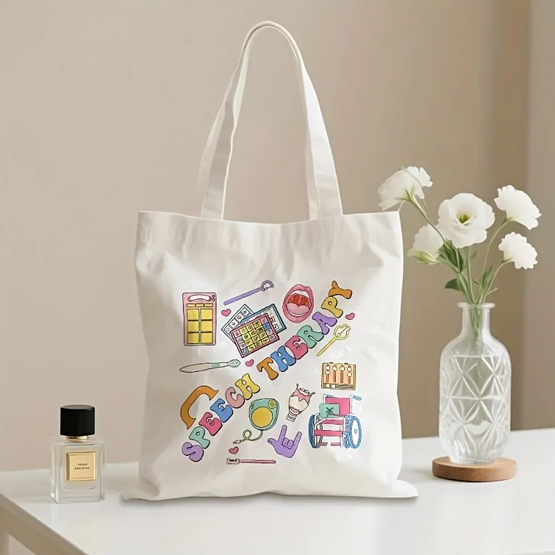 Speech Relax Tote Bag - Designed with Bright Symbols And Icons, Sturdy And Durable, Machine Washable, Offering Ample Shopping Sp