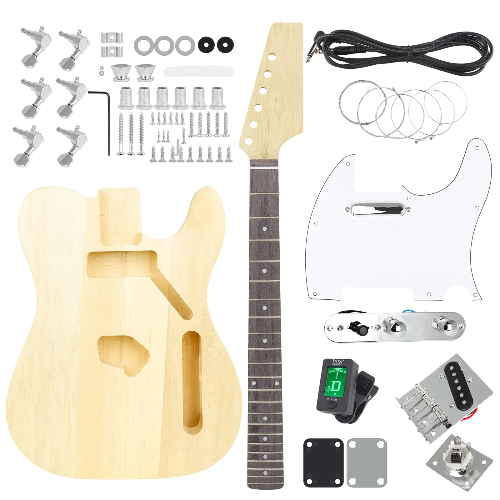 DIY Electric Guitar Kit LT 6 Strings 22 Frets Fingerboard Basswood Neck Body Electric Guitar Guitarra With Connecting Cable