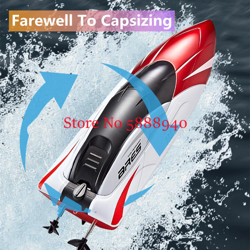 Smart Alarm High Speed Remote Control Speedboat Dual Motor Sealing Waterproof LED Lighting MINI Recharge RC Boat Kids Model Toy