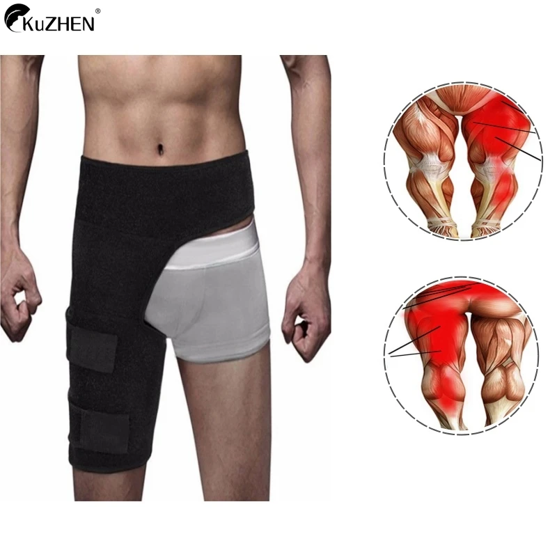 1Pcs Groin Support, Groin Compression Wrap for Hip Flexor Brace, Adjustable Sciatic Pain Relief Brace & Thigh Hamstring Sleeve