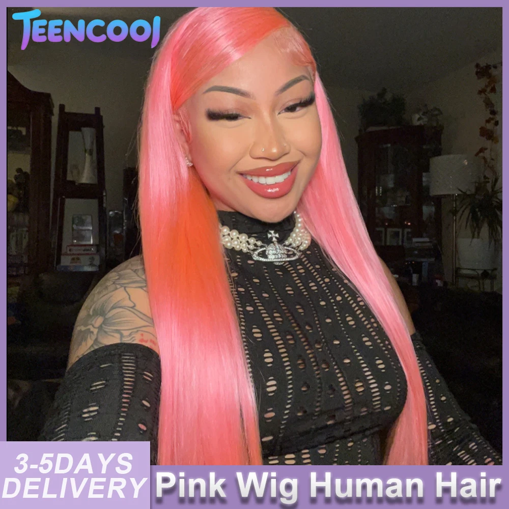 

180% Density Pink Wig Straight Human Hair Wigs 13X4 Lace Front Wigs 13X6 Hd Lace Frontal Wigs Colored Brazilian Wigs Original