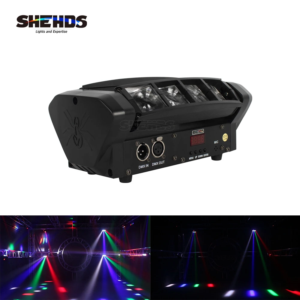 SHEHDS 8X6W Mini faisceau LED tête mobile RGBW éclairage lumière de scène bon pour les fêtes DJ Disco décoration de mariage lumières de boîte de nuit