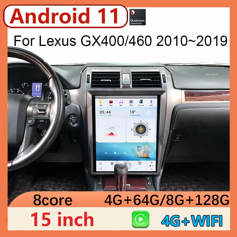 15inch Tesla Screen Radio Android 13  For Lexus GX400 GX460 2015 2010-2019 CarPlay GPS Stereo Car Multimedia Video Player 256GB