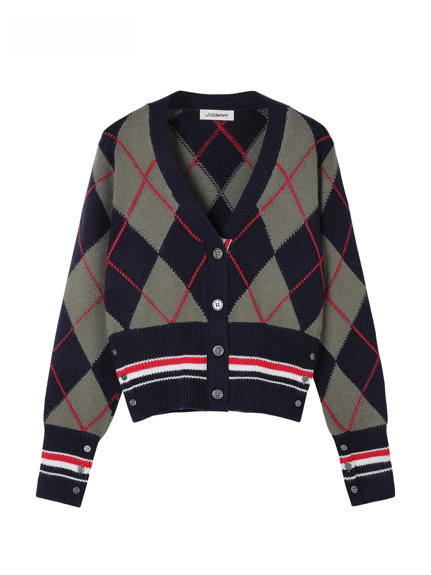 

Винтажный кардиган JZZDEMM с V-образным вырезом и стразами, женский, в стиле колледж, с цветными блоками, в полоску, вязаный, мягкий, с длинными рукавами