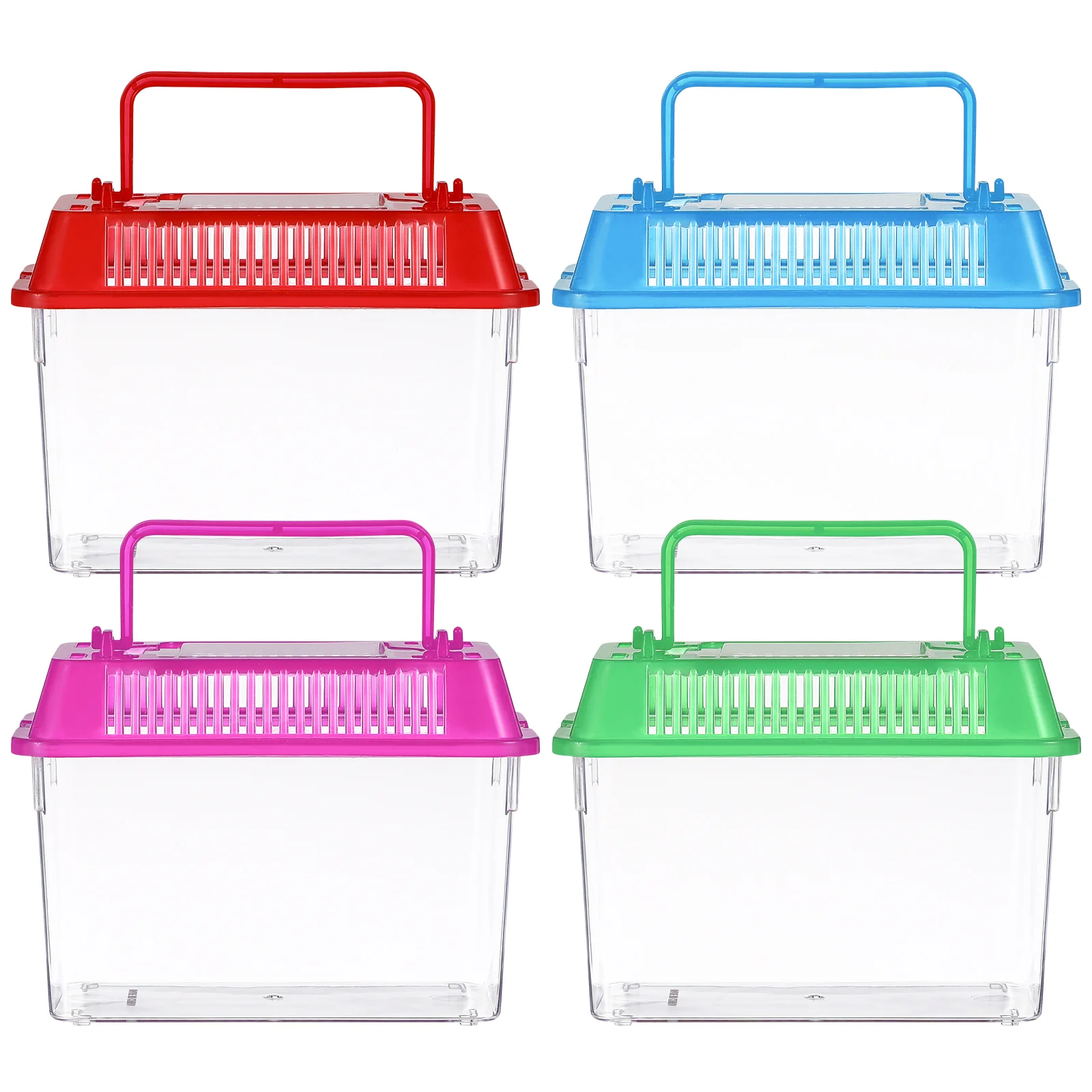

4 Pcs Cups Mini Portable Fish Tank Toys Pet Feeding Container Reptile Animal Plastic Handheld Aquarium Travel