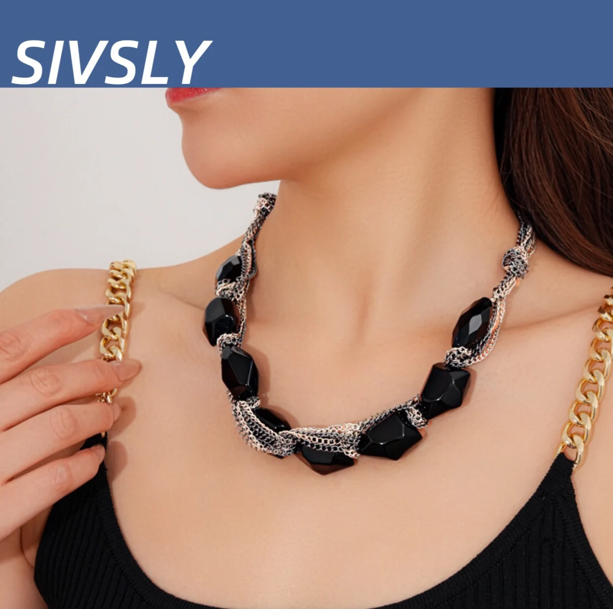 

Irregular oval chain pendant necklace, fashionable, casual, individual, collar chain, temperament, luxurious, high-end feeling