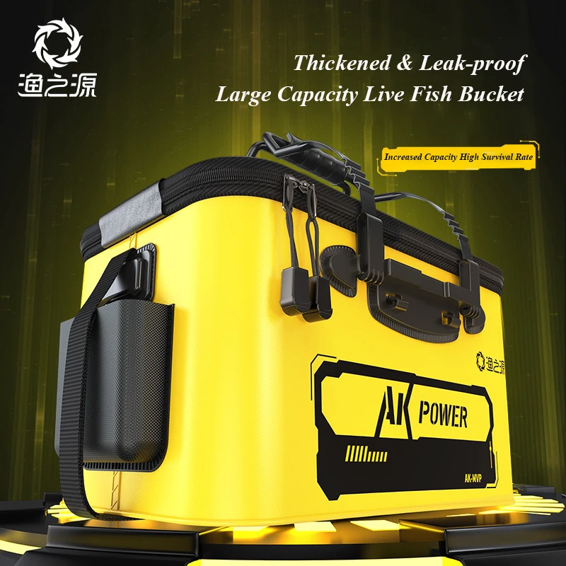 Thickened Fishing Bucket EVA Large Capacity Portable Foldable Live Bait Live Fish Bucket with Oxygen Pump Outdoor Fishing Tool