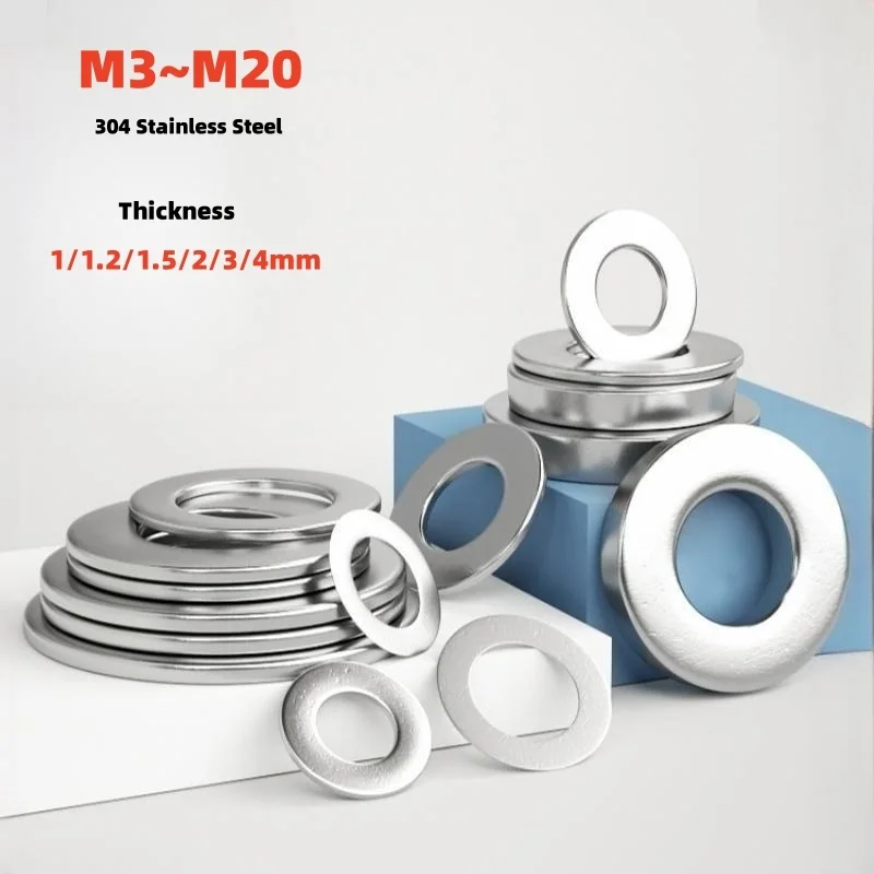 1~100Pcs Thickness 1/1.2/1.5/2/3/4mm 304 A2 Stainless Steel Large Size Oversize Big Wider Shim Metal Flat Washer Plain Gasket