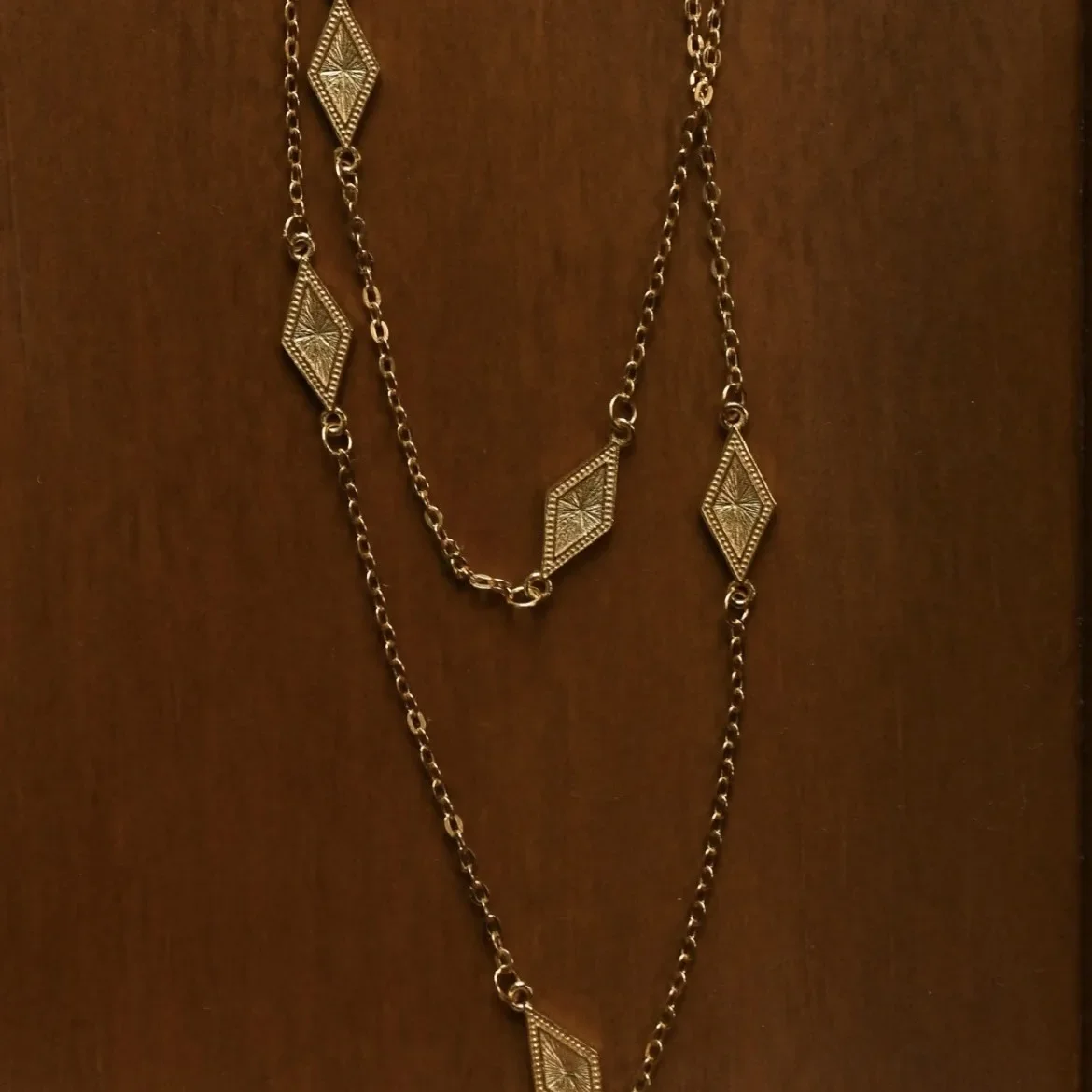New in silver 925 double-sided rhombus necklace simple and long style layered sweater chain exquisite geometric pendant  jewelry