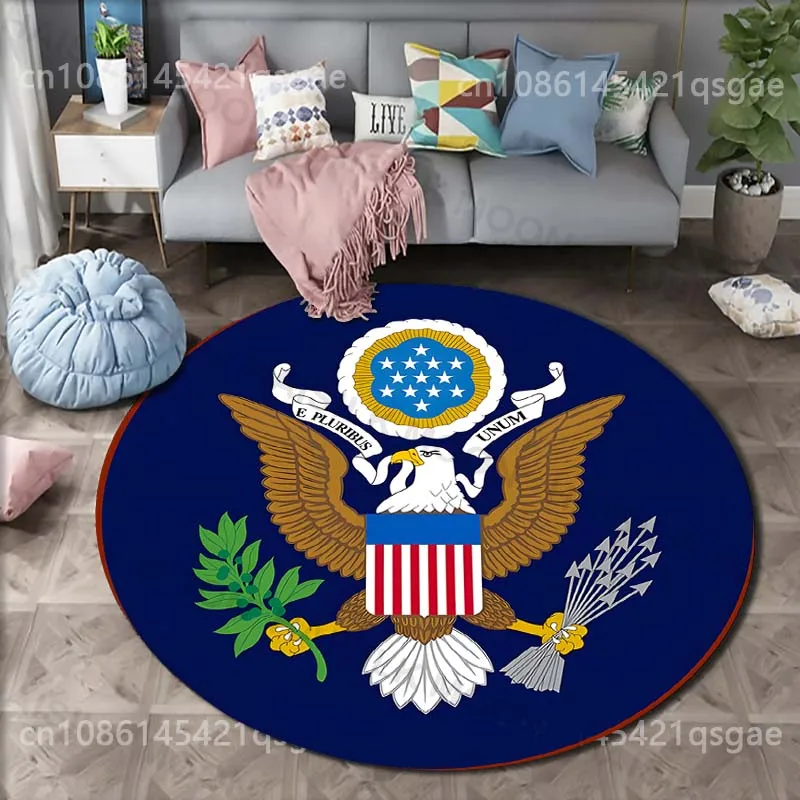 Eagle with olive branch and arrows badge Print Round Carpet for Living Room Bedroom Sofa Table Floor Mat Area Rug Luxury Gift