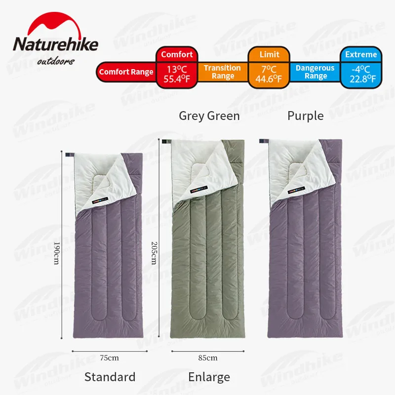 Naturehike New Sleeping Bag Cotton Single Person 3 Seasons Envelope Type Waterproof Sleeping Bag Portable Camping Travel