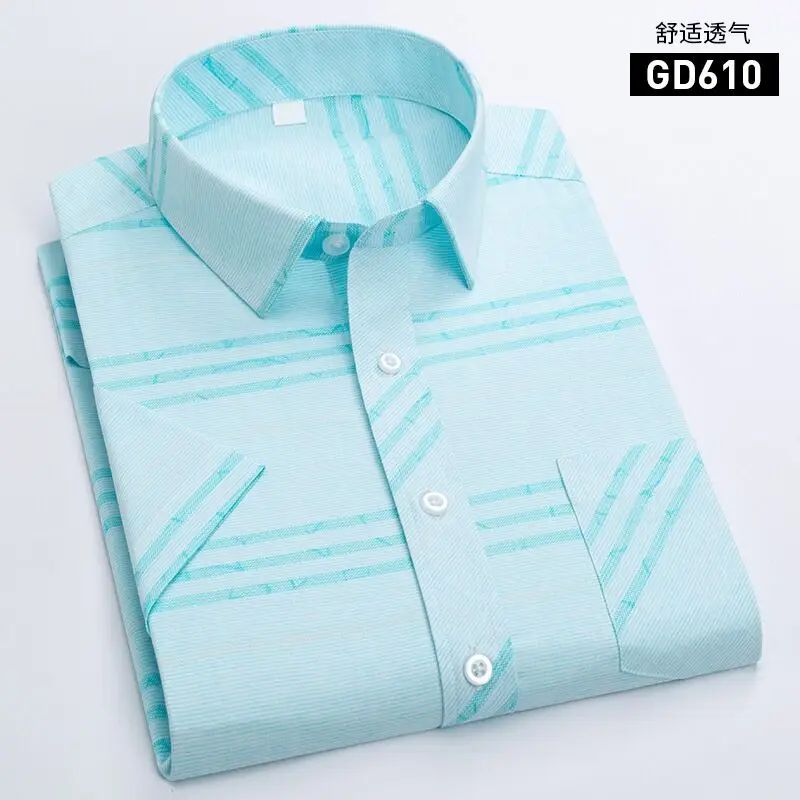 Spring summer men\'s short-sleeved shirt non-ironing anti-wrinkle business casual formal fashion comfortable high quality