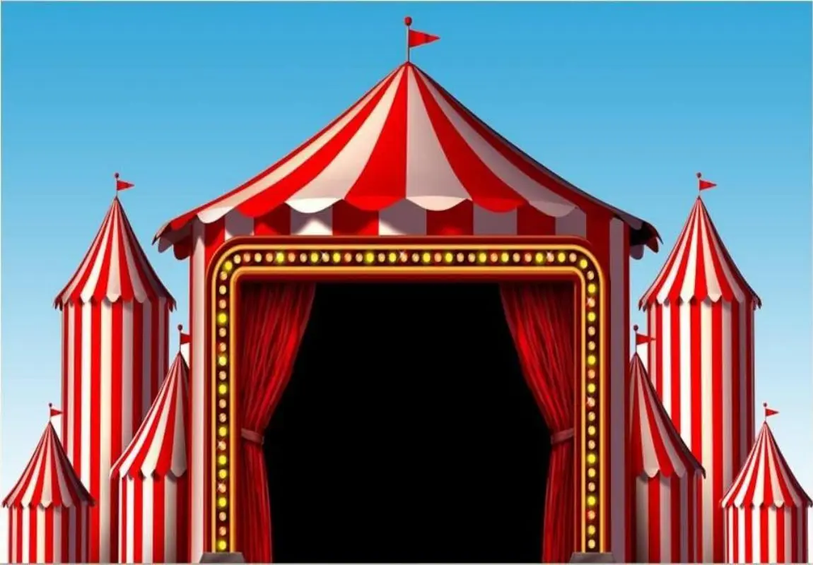 Circus Backdrops for Photoshoot Red Tent Carnival Vinyl Baby Shower Kids Birthday Party Decoration Banner Photography Background