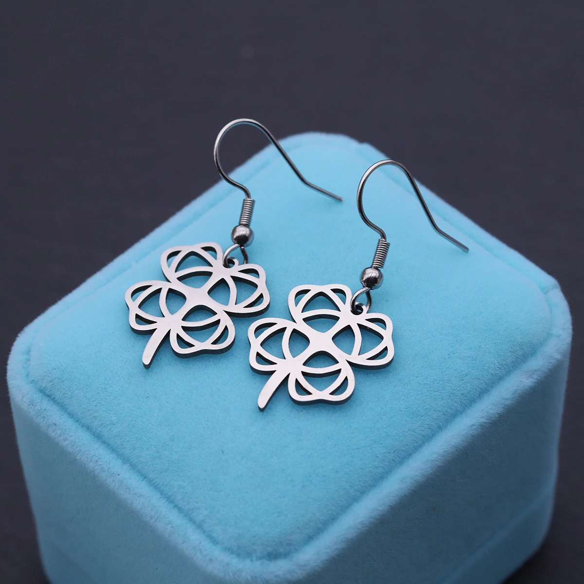 Todorova Creative Stainless Steel Hollow Clover Earrings - Lucky-Themed Jewelry Pendants, Perfect Gifts for Women Daily/Party We