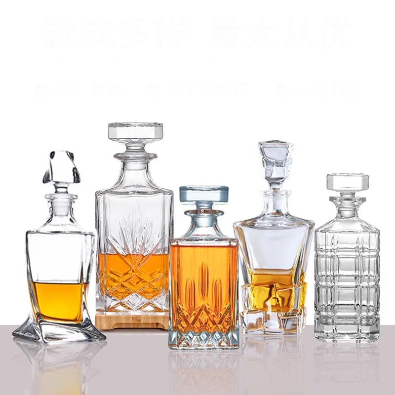 Luxury home party lead-free crystal glass whiskey decanter 750ML barware glass bottle wine decanter