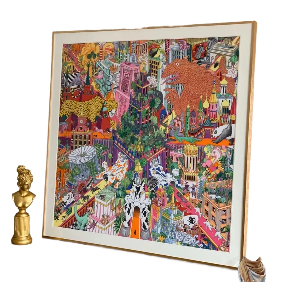 وشاح حريري مثبت على شكل وشاح، إطار صورة مثبت على اللوحة، إطار صورة معدني من الخشب الصلب، مصباح معلق على الحائط فاخر