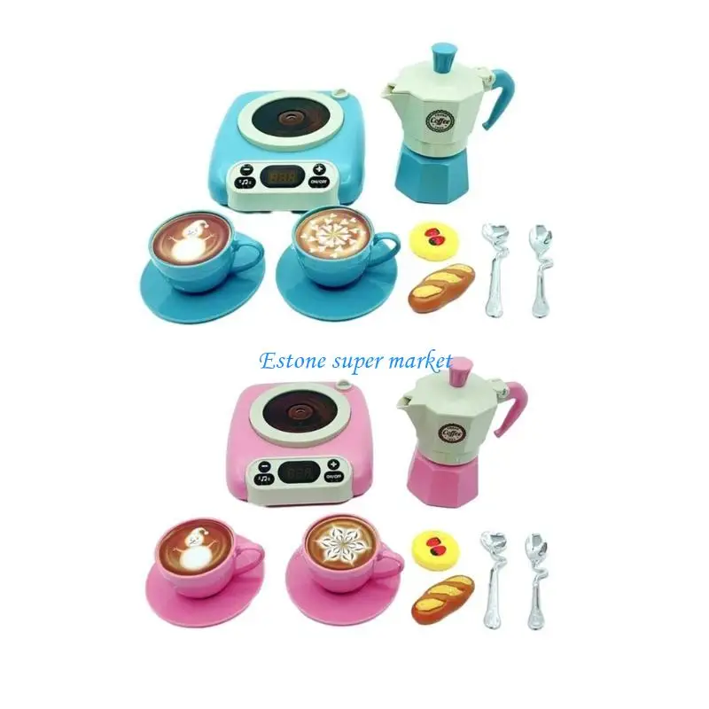 090b Kinder Spielset European Coffee Party Dessert Kaffeetasse Saucer Löffel Pot Set