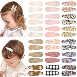 10/20PCS Snap Hair Clips for Girls Flower Fabric Wrap Cloth Hairpins Cute baby Headwear children Hair Accessories