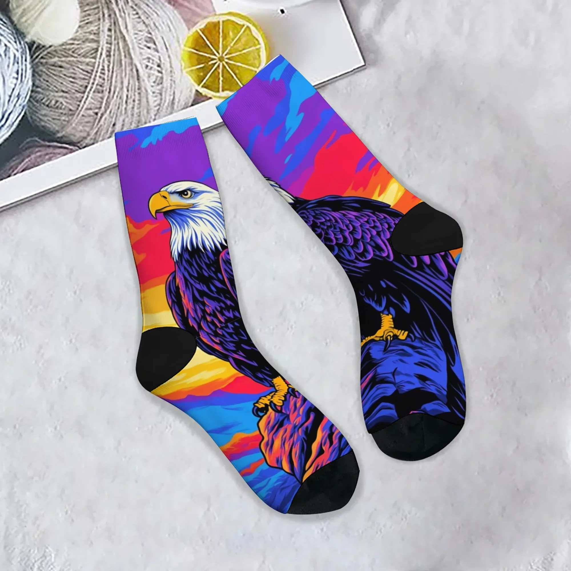 Herrensocken mit Adler-Aufdruck, bequem, atmungsaktiv, rutschfest, Freizeitsocken, Neuheit, Harajuku, Straße, Hip-Hop, Crew-Socken, Party, lustiges Geschenk