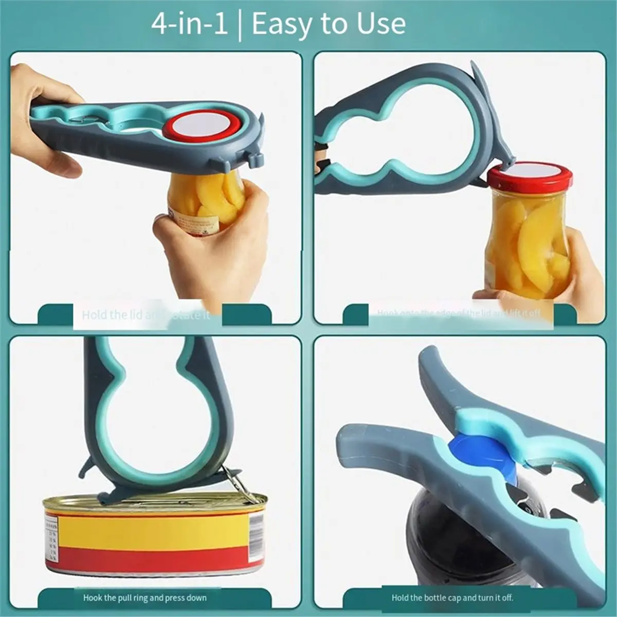 Oct Sale 4in1 Jar-Opener & Bottle Opener Set,Multi-Function Kitchen Opener Tool for Seniors with Arthritis, Elderly,Anti-Slip