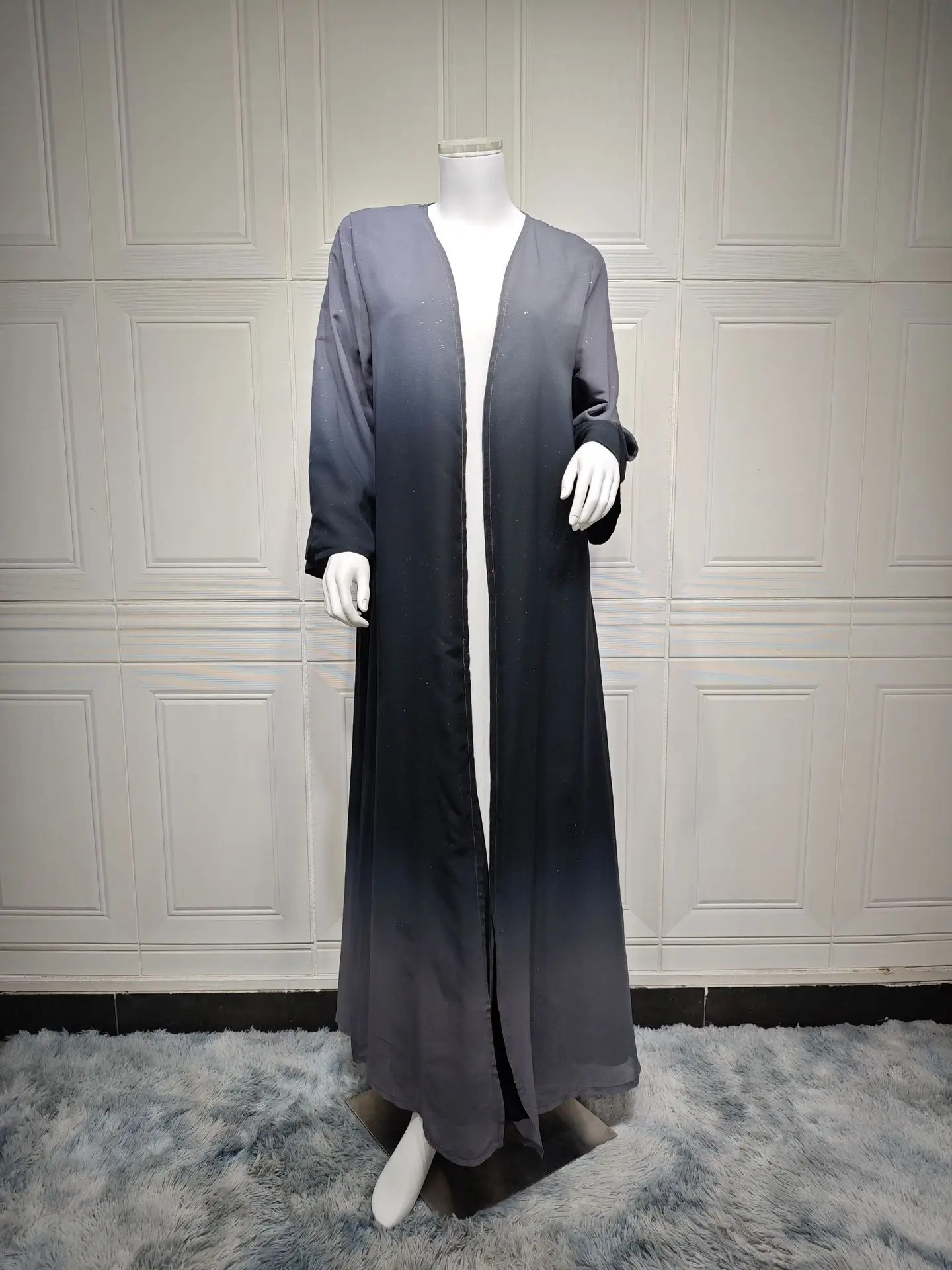 Ramadan Eid Shiny Open Robe Kimono Femmes Musulmane Abaya Dubai Muslim Modest Dress Islam Clothing Abayas For Women Kaftan