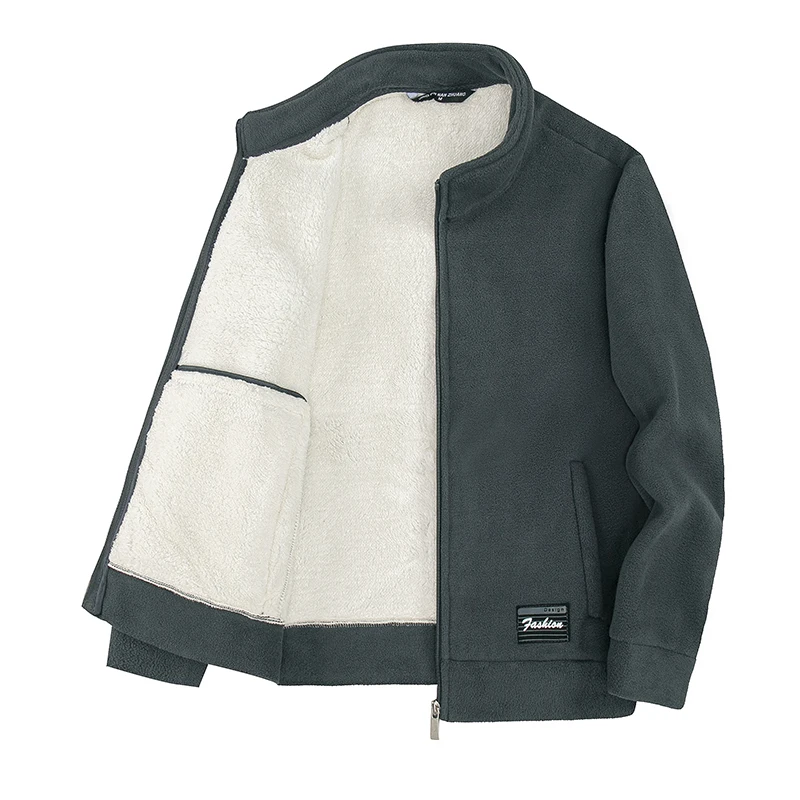 

Thickened Stand Up Collar Jacket Windproof Men's Winter Jacket Plush Trendy Warm Winter Warm Jacket Outdoor Lambskin Jacket
