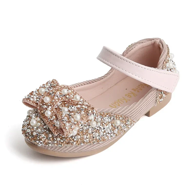 Elegant Girl Princess Shoes Shallow Luxury Children\'s Leather Shoes Fashion Causal Non-slip Kids Wedding Party Flat Shoes Chic